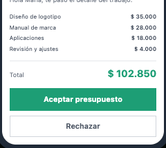 Tu cliente recibe el presupuesto y lo acepta desde el celular
